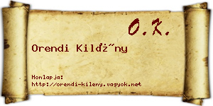 Orendi Kilény névjegykártya